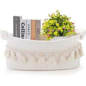 Small Basket for Gifts Empty, Woven Basket for Storage Cute Toilet Paper Storage Decorative Gift Basket Empty to Fill Basket Chrismas for Boho Shelves Bedroom Nursery Entryway