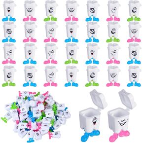 Yaomiao 30 Pcs Teeth Storage Box Lovely Baby Milk Tooth Organizer Container Teeth Saver Save Box with Expression Case Gift for Kids Lost Teeth Child Keepsake Children