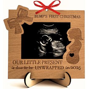 Heart's Sign Bump's First Christmas Pregnancy Ornament 2024 | Christmas Ultrasound Frame Pregnancy Gifts | Mom to Be Gift | Christmas Pregnancy Announcement Sonogram Picture Frame