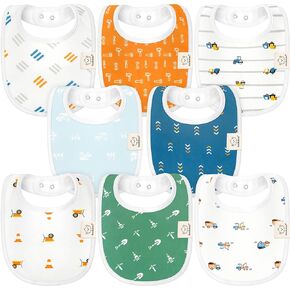 8-Pack Organic Baby Bibs for Boys, Girls - Soft Cotton Drooling and Teething Bibs for Baby Girl & Boy, Extra Absorbent, Easy To Clean & Put On for Toddler, Newborn, Infant 0-24 Months (Wilderness)