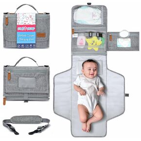 Portable Changing Pad with Shoulder Strap - Detachable Travel Changing Pad - Baby Shower Gifts - Fully Padded & Lightweight - Baby Boy Gifts - Diaper Changing Pad - Changing Mat 27"x22"