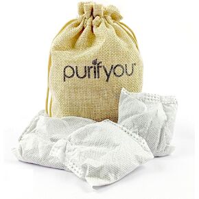 100% Natural Bamboo Charcoal Air Purifying Bag - Set of 12 Carbon Filters, Deodorizer Bags, Odor Absorber for Diaper Pail, Trash, Shoes, Closets, Cars, Fridge, Pets House, Kitchen, Home by purifyou