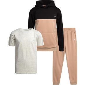 RBX Boys' Active Sweatsuit - 3 Piece Fleece Hoodie Sweathsirt, Jogger Sweatpants and T-Shirt - Activewear Set for Boys, 2T-12