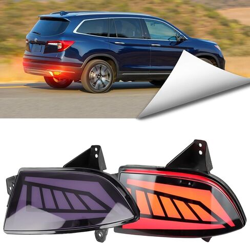 مصابيح LED عاكسة للضوء للضباب الخلفي متوافقة مع Honda Pilot 2019-2022 EX EX-L Touring DRL إشارة الانعطاف (أحمر) in Saudi Arabia