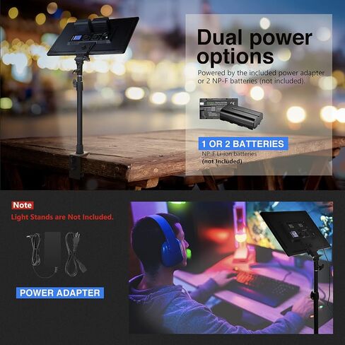 NEEWER 9" LED Video Light Panel, Dimmable DSLR Camera Soft Light with Mini Tripod, 4000mAh Battery, USB Type C Ports, 3200K~5600K CRI95+ 600Lux for Photography Video Recording Live Streaming, NL-116AI in Kuwait