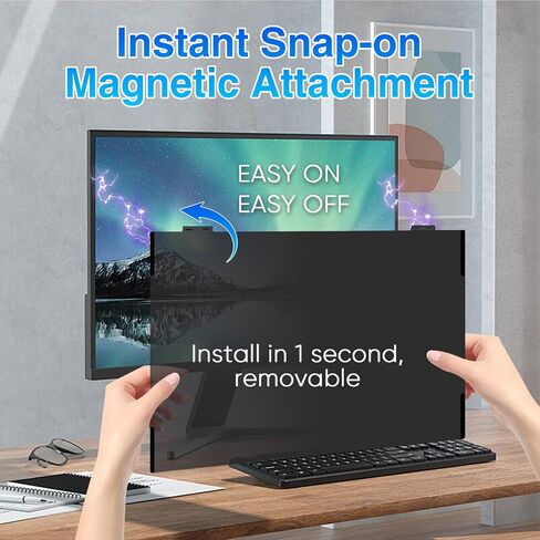 Magnetic Computer Privacy Screen 27 Inch, Removable Hanging Privacy Screen Shield for Frameless Monitor 16:9 Widescreen, Anti Blue Light Privacy Filter, Anti-Glare Protector in Kuwait