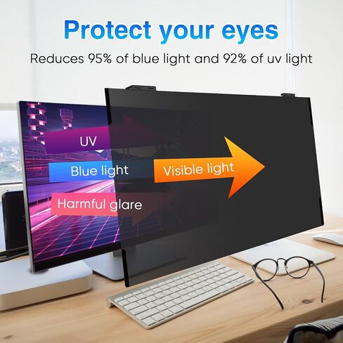 Magnetic Computer Privacy Screen 27 Inch, Removable Hanging Privacy Screen Shield for Frameless Monitor 16:9 Widescreen, Anti Blue Light Privacy Filter, Anti-Glare Protector in Kuwait