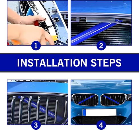 Pack-2 Car Front Grille Trim, 11.2" x 1.1" Waterproof Modified Sports Decorative Strips, Precise Fit Snap-on Front Grille Cover, Compatible with BMW 3 4 5 6 7 Series X1 X2 X3 X4 X5 (Red) in Saudi Arabia