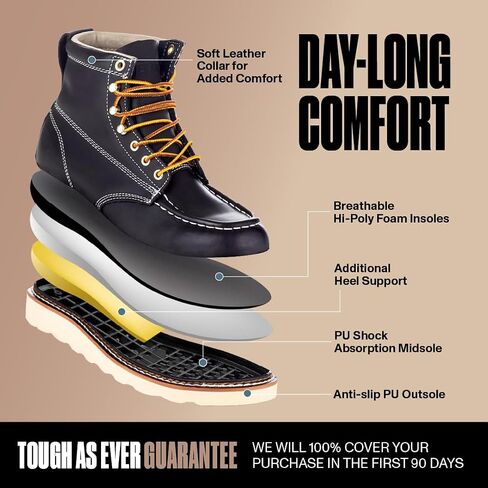 أحذية عمل من EVER BOOTS"Weldor" للرجال Moc Toe Construction Work Boots إسفين ناعم عند أصابع القدم وخفيف الوزن in Kuwait