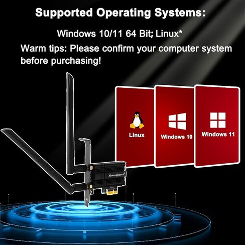WiFi 6 Card PCIe with Bluetooth 5.2, Intel WiFi 6 AX200 Chip, 2974Mbps Dual Band (2.4Ghz/5Ghz) Wireless Network Card with MU-MIMO, Ultra-Low Latency, WiFi Adapter for Windows 11/10 in Saudi Arabia