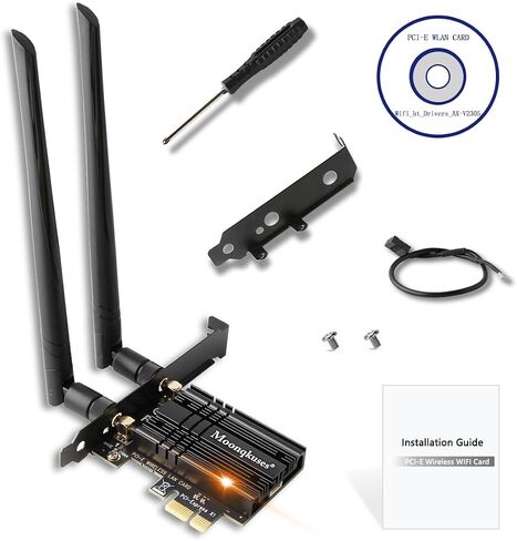 WiFi 6 Card PCIe with Bluetooth 5.2, Intel WiFi 6 AX200 Chip, 2974Mbps Dual Band (2.4Ghz/5Ghz) Wireless Network Card with MU-MIMO, Ultra-Low Latency, WiFi Adapter for Windows 11/10 in Saudi Arabia
