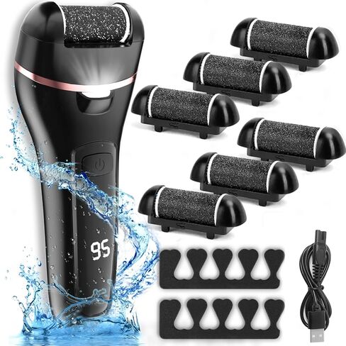 Electric Callus Remover for Feet with 3 Roller Heads 2 Speed Rechargeable Waterproof Professional Pedicure Kit 17 in 1 Foot File Tools Perfect for Dead Hard Cracked Dry Skin in Saudi Arabia