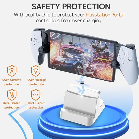 قاعدة شحن NINKI متوافقة مع قاعدة شحن وحدة تحكم بوابة PlayStation، محطة شحن حامل ملحقات بوابة PlayStation، محطة شحن عالية السرعة لبوابة PS مع قابس من النوع C باللون الأسود in Saudi Arabia