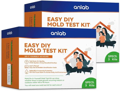 anlab™Mold Test Kit for Home - Do It Yourself Home Mold Detector | Test HVAC System | Home Surfaces | Indoor Air Quality Testing Kit - Identification Guide Included - Sealed Separately (Items of 3) in Saudi Arabia