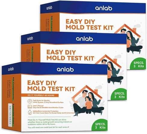 anlab™Mold Test Kit for Home - Do It Yourself Home Mold Detector | Test HVAC System | Home Surfaces | Indoor Air Quality Testing Kit - Identification Guide Included - Sealed Separately (Items of 3) in Saudi Arabia