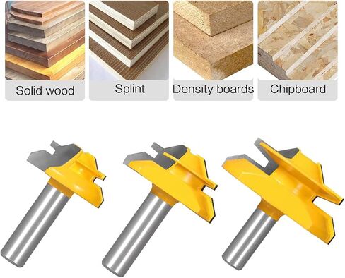 45 Degree Lock Miter Router Bit 3-Piece Set, for 31/64", 3/4"，1"，Cutting Height, 1/2 Inch Shank.Woodworking Tools Joint Router Bits 3PCS 1/2 Shank) in Kuwait