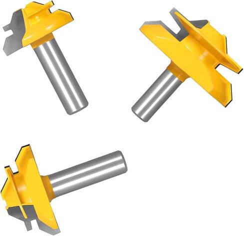 45 Degree Lock Miter Router Bit 3-Piece Set, for 31/64", 3/4"，1"，Cutting Height, 1/2 Inch Shank.Woodworking Tools Joint Router Bits 3PCS 1/2 Shank) in Kuwait