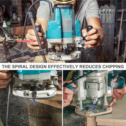 Spiral Router Bits Up Down Compression Bit 1/4 inch Cutting Diameter with Nano Blue Coated, 1/4 inch Shank Solid Carbide CNC End Mill for Wood Carving Engraver Milling Cutters in Kuwait