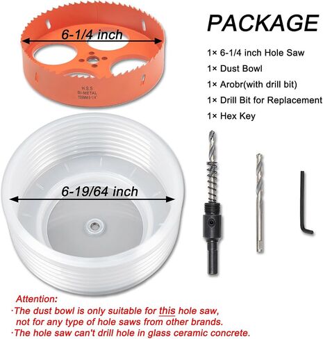 6.25 Hole Saw for Recessed Lights Can Lights, 6-1/4 Inch Hole Cutter with Dust Bowl Catcher for Led Recessed Lighting 6 Inch and Wood Metal Drywall, Bi-Metal Construction in Saudi Arabia