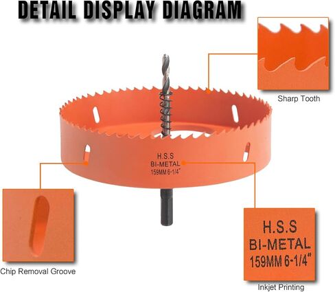 6.25 Hole Saw for Recessed Lights Can Lights, 6-1/4 Inch Hole Cutter with Dust Bowl Catcher for Led Recessed Lighting 6 Inch and Wood Metal Drywall, Bi-Metal Construction in Saudi Arabia