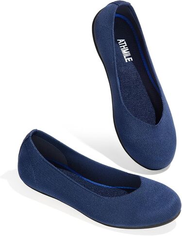 ATHMILE Women's Flat Ballet Shoes Knit Flat Shoes for Women Round Toe | Slip on Women Flats for Dressy Casual Office Work Wedding Comfort Soft in Saudi Arabia