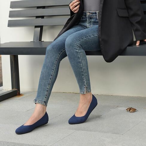 ATHMILE Women's Flat Ballet Shoes Knit Flat Shoes for Women Round Toe | Slip on Women Flats for Dressy Casual Office Work Wedding Comfort Soft in Saudi Arabia