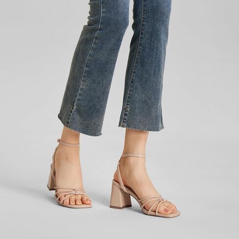 ALICEPUB Women's Chunky Block Heels Strappy Heels Square Open Toe Heeled Sandals Short Heels Comfortable Dressy Shoes Wedding Bridal Party in Saudi Arabia
