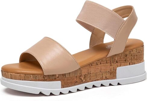 katliu Women's Wedge Platform Sandals Elastic Ankle Strap Cork Platform Sandals in Saudi Arabia