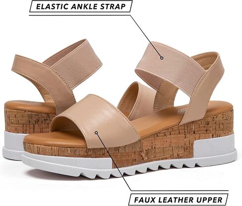 katliu Women's Wedge Platform Sandals Elastic Ankle Strap Cork Platform Sandals in Saudi Arabia