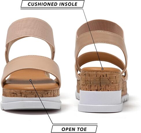 katliu Women's Wedge Platform Sandals Elastic Ankle Strap Cork Platform Sandals in Saudi Arabia