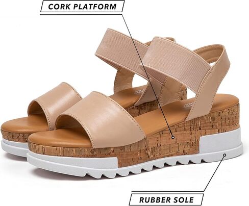 katliu Women's Wedge Platform Sandals Elastic Ankle Strap Cork Platform Sandals in Saudi Arabia