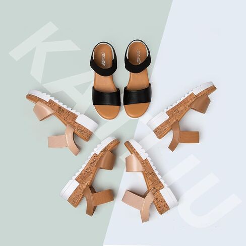 katliu Women's Wedge Platform Sandals Elastic Ankle Strap Cork Platform Sandals in Saudi Arabia