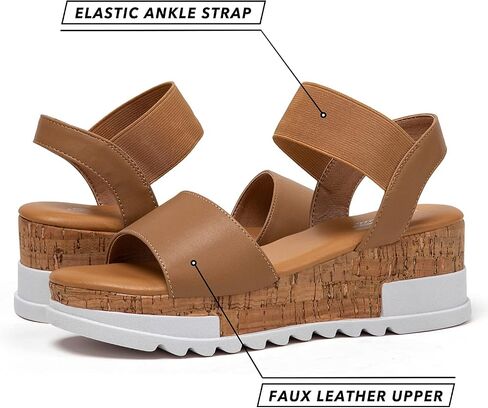 katliu Women's Wedge Platform Sandals Elastic Ankle Strap Cork Platform Sandals in Saudi Arabia
