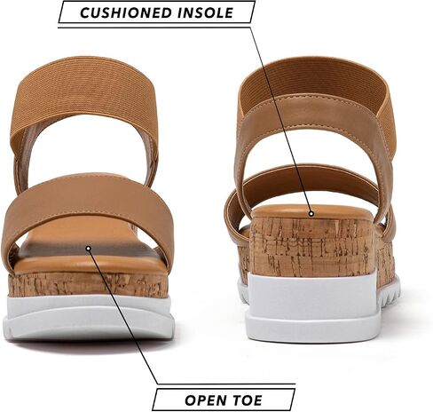 katliu Women's Wedge Platform Sandals Elastic Ankle Strap Cork Platform Sandals in Saudi Arabia