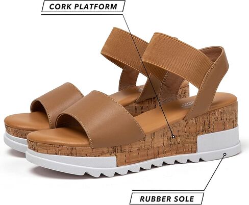 katliu Women's Wedge Platform Sandals Elastic Ankle Strap Cork Platform Sandals in Saudi Arabia