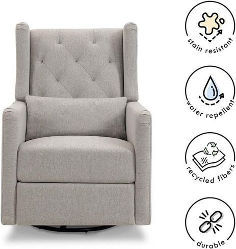 DaVinci Everly Recliner and Swivel Glider in Performance Pale Blush Pink Eco-Weave, GREENGUARD Gold Certified, Water Repellent & Stain Resistant in Saudi Arabia