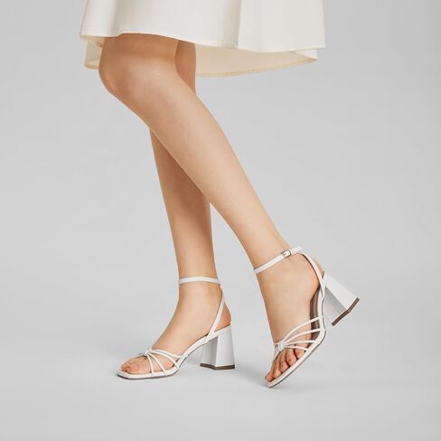 ALICEPUB Women's Chunky Block Heels Strappy Heels Square Open Toe Heeled Sandals Short Heels Comfortable Dressy Shoes Wedding Bridal Party in Saudi Arabia