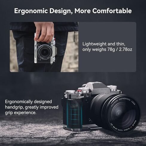 SmallRig X-T5 Handgrip L-Shape Grip for FUJIFILM X-T5 Camera, Built-in Quick Release Plate for Arca, Silicone Side Handle, Shutter Button, Lightweight and Comfort - 4136 in Saudi Arabia