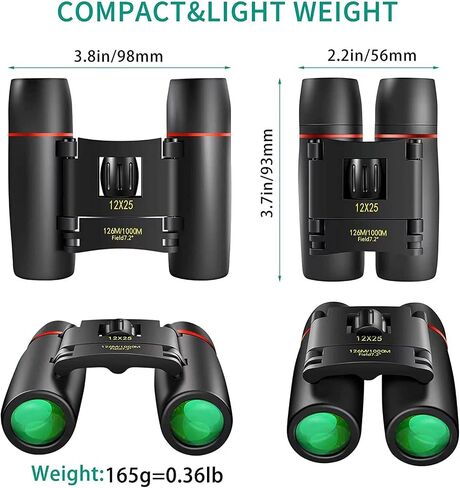 POLDR 12X25 Small Pocket Binoculars Compact Adults,Mini Kids Binoculars Boys for Bird Watching,Concert Theater Opera in Saudi Arabia