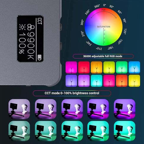 P96L RGB Video Light by SmallRig, Portable Metal LED Camera Light, 2500-8000K, 21 Effects, CRI 96+, OLED Display, Photo and Video Lighting, Long Battery Life, Fits Phone and Camera - 3489B in Saudi Arabia