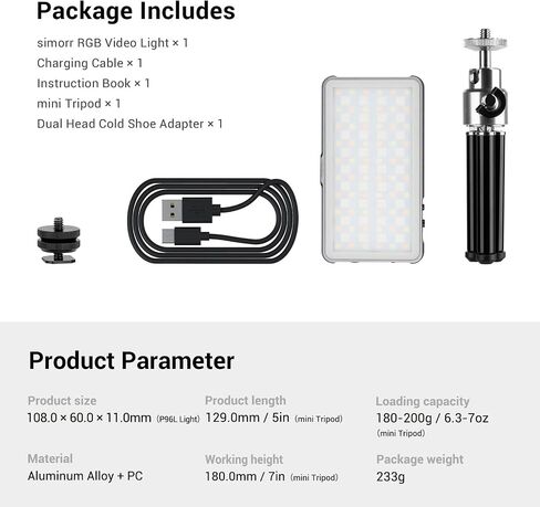 P96L RGB Video Light by SmallRig, Portable Metal LED Camera Light, 2500-8000K, 21 Effects, CRI 96+, OLED Display, Photo and Video Lighting, Long Battery Life, Fits Phone and Camera - 3489B in Saudi Arabia