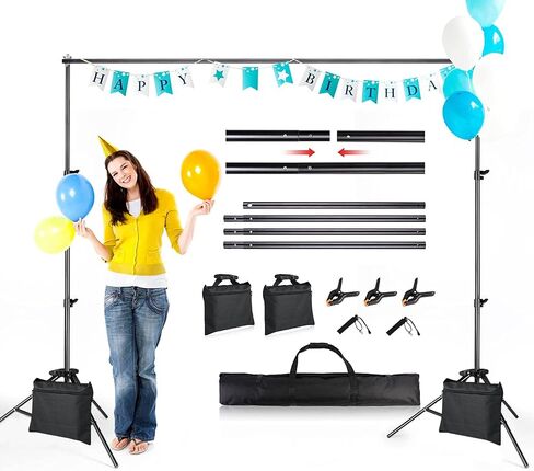 Backdrop Stand 6.5x10ft, Photo Video Studio Adjustable Backdrop Stand for Parties, Wedding, Photography, Advertising Display in Saudi Arabia