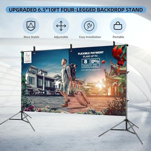 Backdrop Stand 6.5x10ft, Photo Video Studio Adjustable Backdrop Stand for Parties, Wedding, Photography, Advertising Display in Saudi Arabia