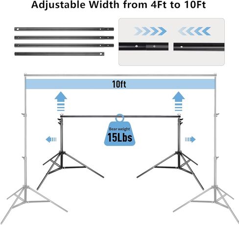 Backdrop Stand 6.5x10ft, Photo Video Studio Adjustable Backdrop Stand for Parties, Wedding, Photography, Advertising Display in Saudi Arabia