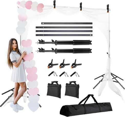 Backdrop Stand 6.5x10ft, Photo Video Studio Adjustable Backdrop Stand for Parties, Wedding, Photography, Advertising Display in Saudi Arabia