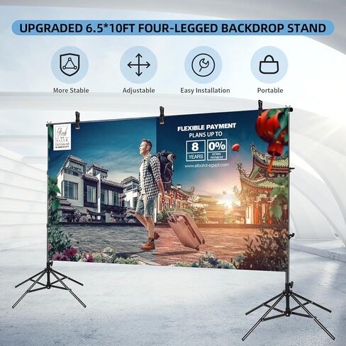 Backdrop Stand 6.5x10ft, Photo Video Studio Adjustable Backdrop Stand for Parties, Wedding, Photography, Advertising Display in Saudi Arabia