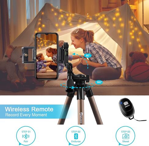 Endurax 60'' Camera Tripod Camera Stand for Canon Rebel Eos Nikon DSLR, Travel Tripods for Phone Tablet with Remote Black | Tripod Stand for Canon/Nikon/Sony DSLR；360° Pan head, Quick-Release & Bubble Level；Lightweight Aluminum with Carry Bag in Saudi Arabia
