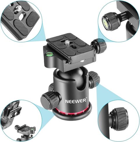 NEEWER 36MM Tripod Ball Head 360° Panoramic Metal with Arca Type Quick Release Plate, 1/4" Screw 3/8" Thread Mount, Max Load 17.6lb/8kg, Tripod Head for Monopod, Slider, DSLR Camera, Camcorder (Red) in Saudi Arabia