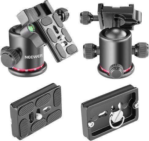 NEEWER 36MM Tripod Ball Head 360° Panoramic Metal with Arca Type Quick Release Plate, 1/4" Screw 3/8" Thread Mount, Max Load 17.6lb/8kg, Tripod Head for Monopod, Slider, DSLR Camera, Camcorder (Red) in Saudi Arabia