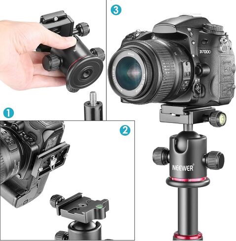 NEEWER 36MM Tripod Ball Head 360° Panoramic Metal with Arca Type Quick Release Plate, 1/4" Screw 3/8" Thread Mount, Max Load 17.6lb/8kg, Tripod Head for Monopod, Slider, DSLR Camera, Camcorder (Red) in Saudi Arabia